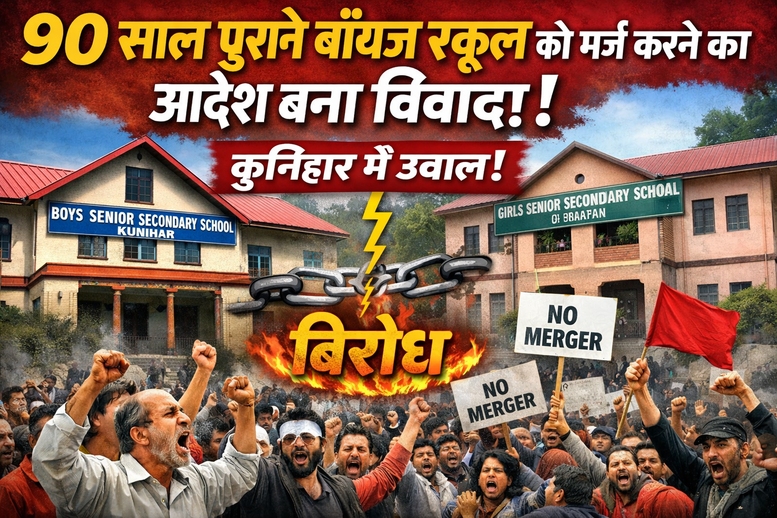 90 साल पुराने बॉयज स्कूल को मर्ज करने का आदेश बना विवाद, कुनिहार में उबाल