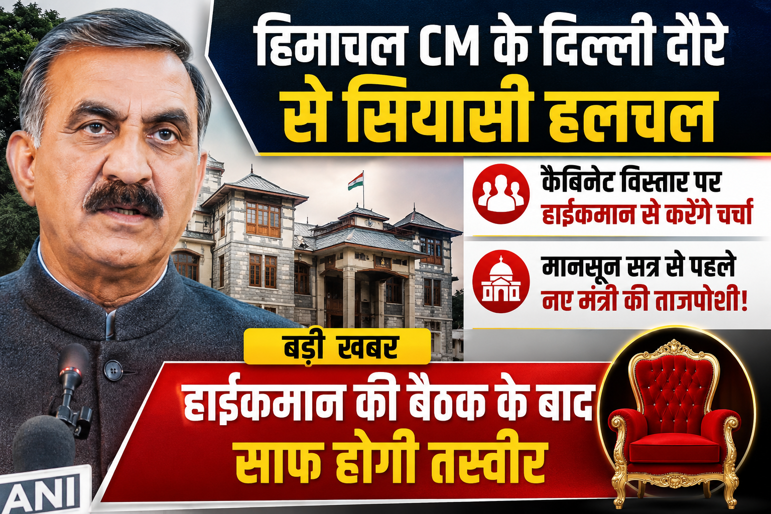 हिमाचल में कैबिनेट विस्तार की आहट: CM सुक्खू के दिल्ली दौरे से बढ़ी सियासी हलचल, हाईकमान से होगी अहम चर्चा